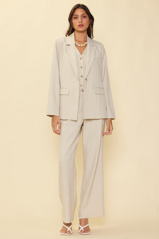 Beige Single Button Blazer