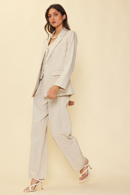 Beige Single Button Blazer