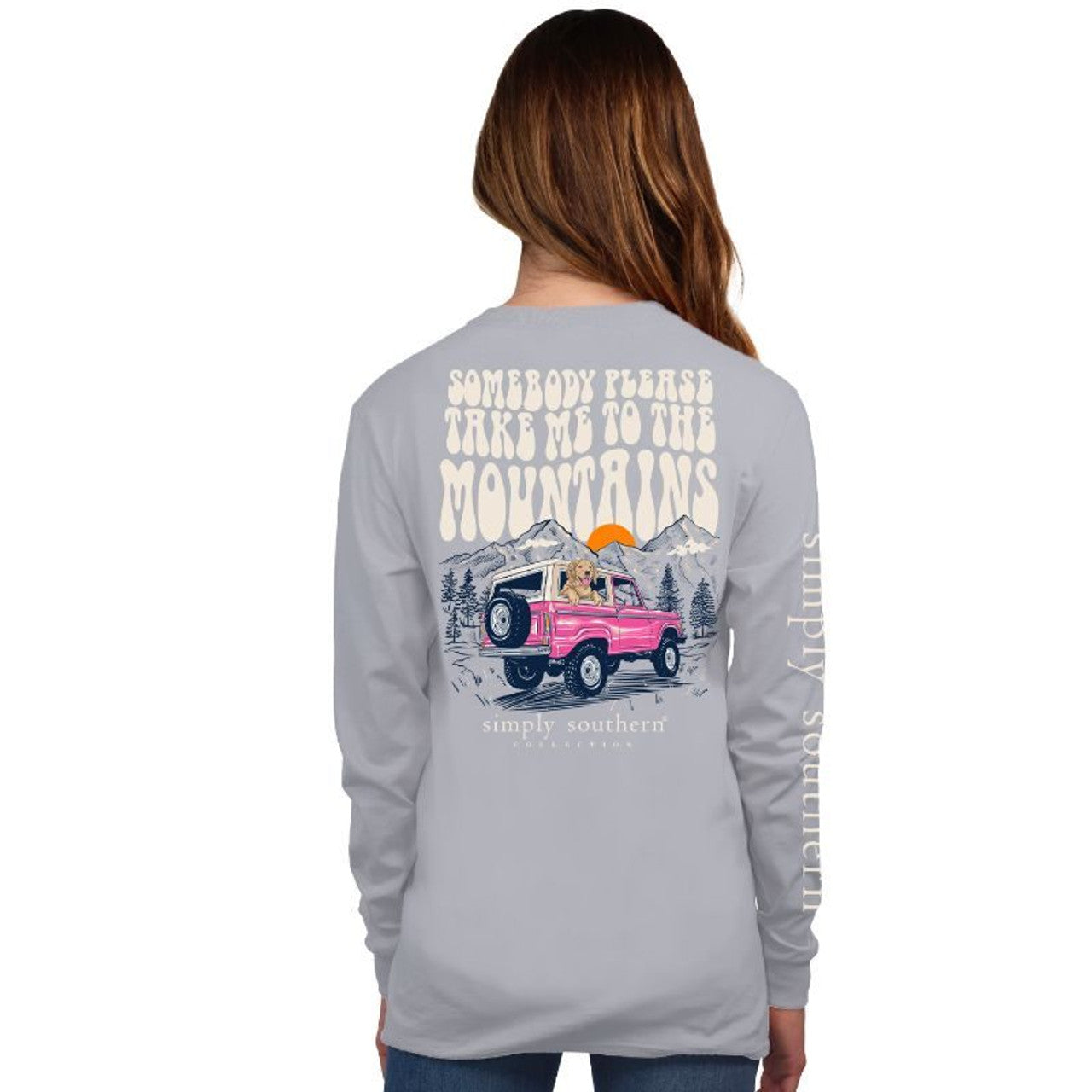 SS-Mountain Jeep Long Sleeve Tee Sky Blue