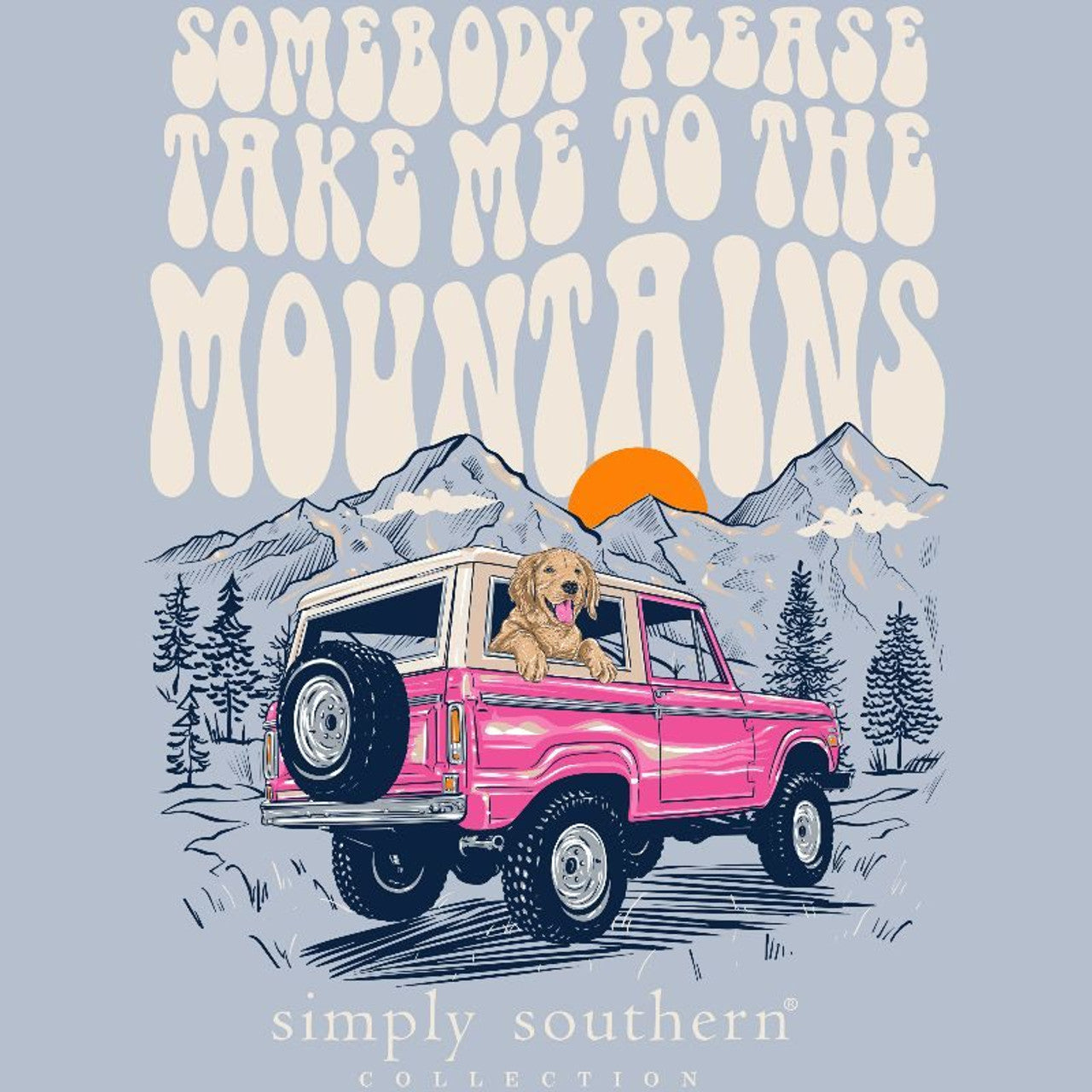 SS-Mountain Jeep Long Sleeve Tee Sky Blue