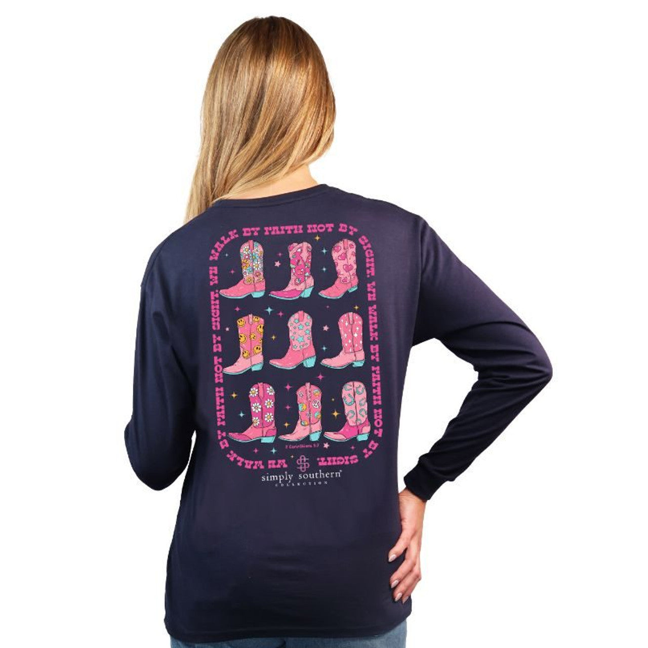 SS-Walk By Faith Long Sleeve Tee Navy