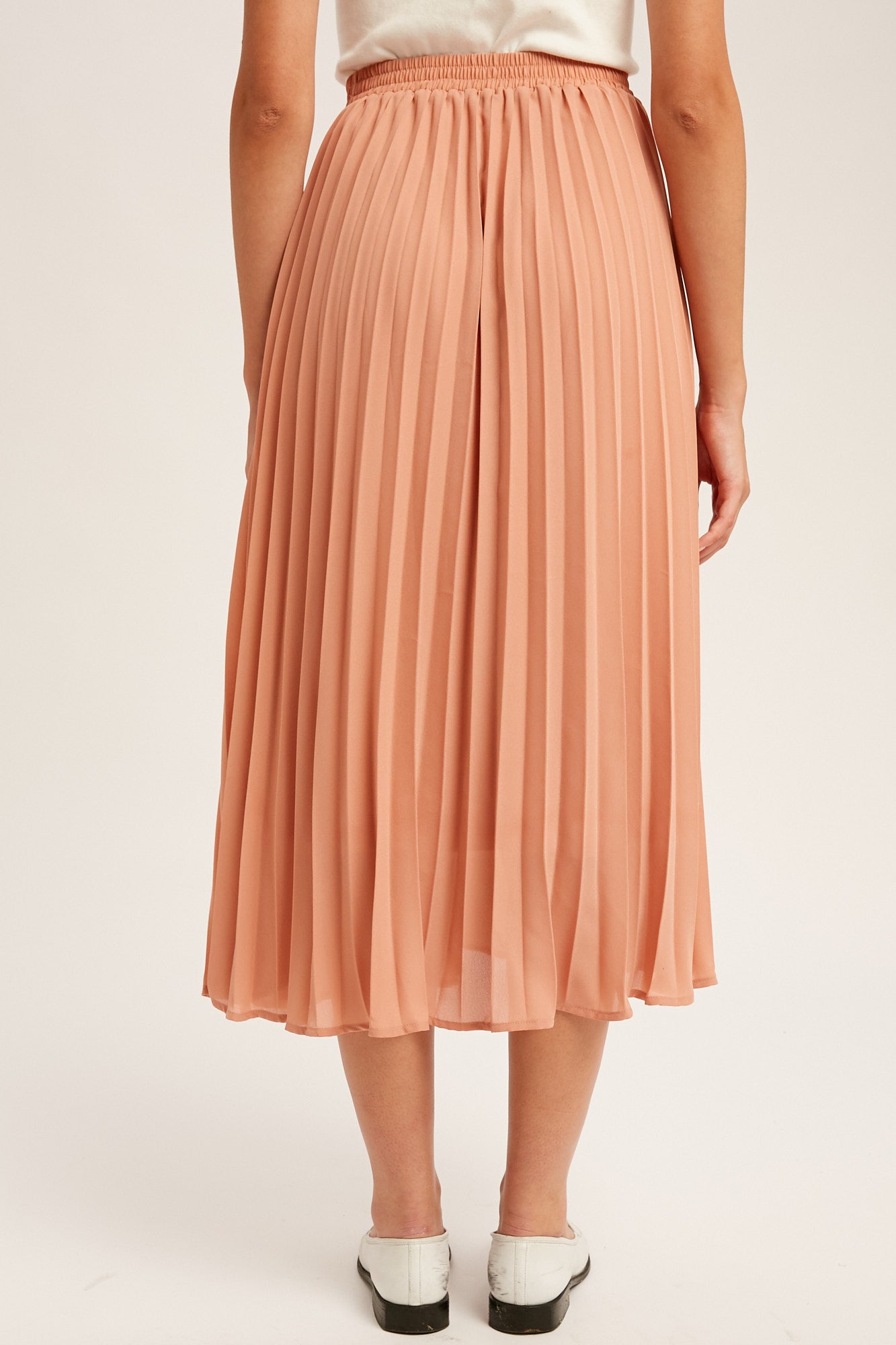 Pleated Chiffon Maxi Skirt in Blush