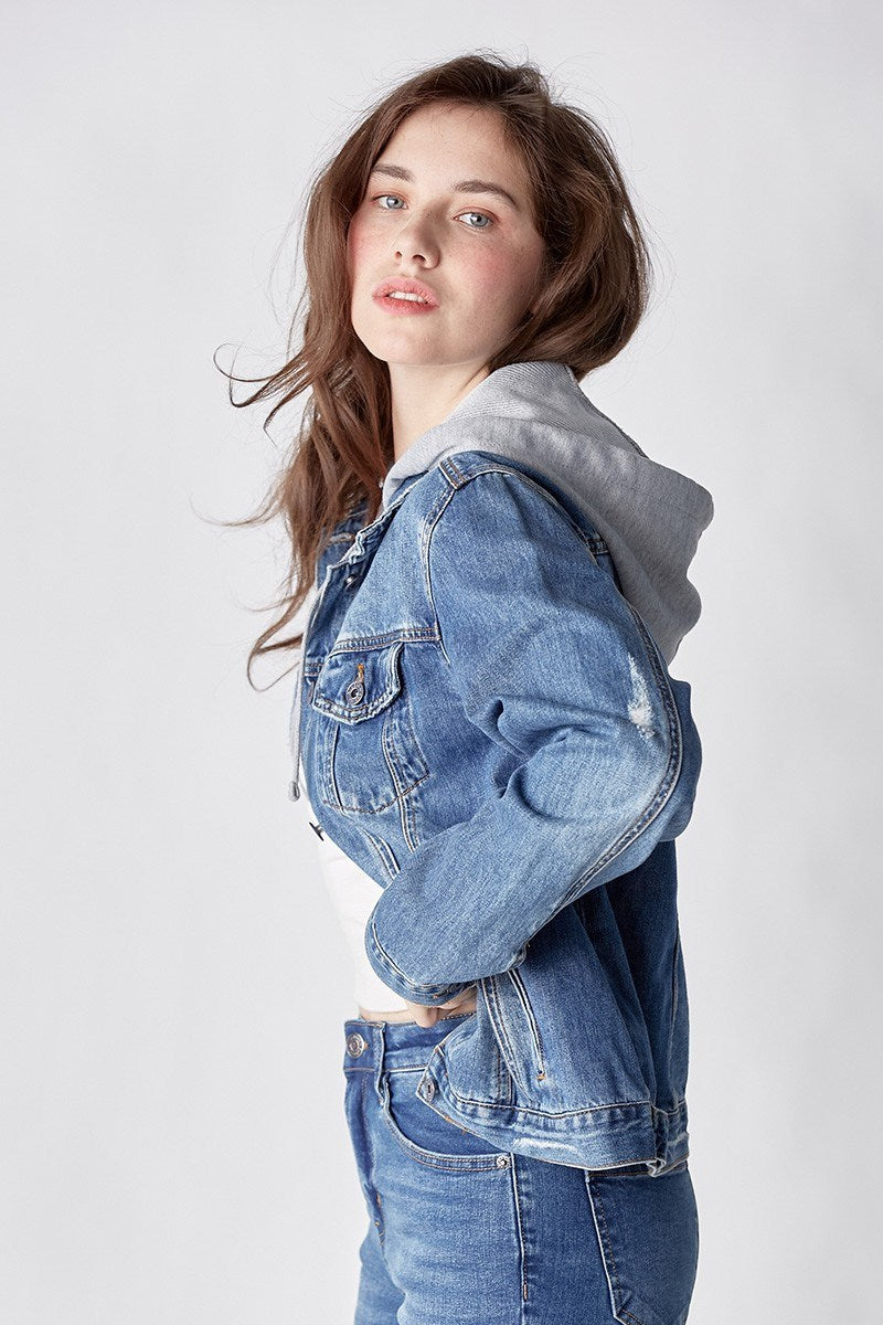 Relaxed Vintage Jacket with Hoodie