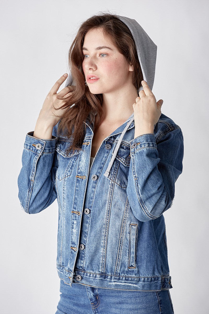 Relaxed Vintage Jacket with Hoodie