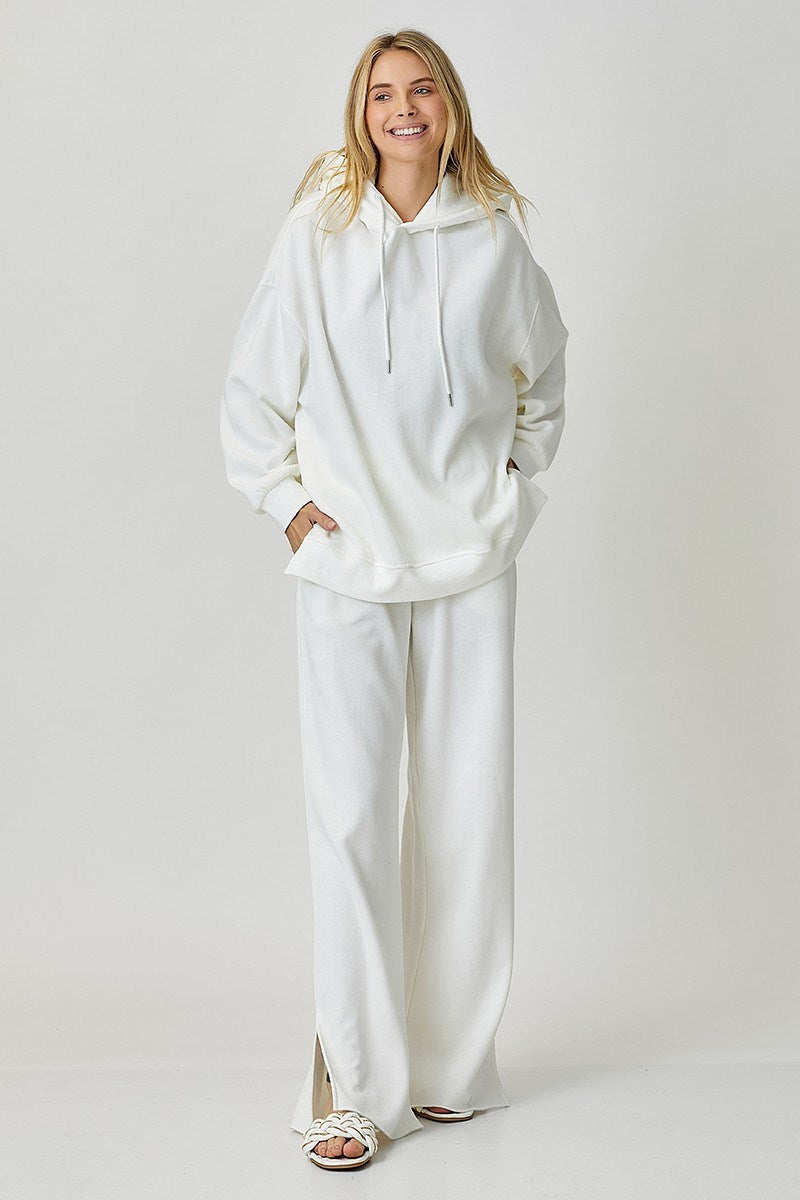 Hooded Soft Oversized Knit Ivory Lounge Top