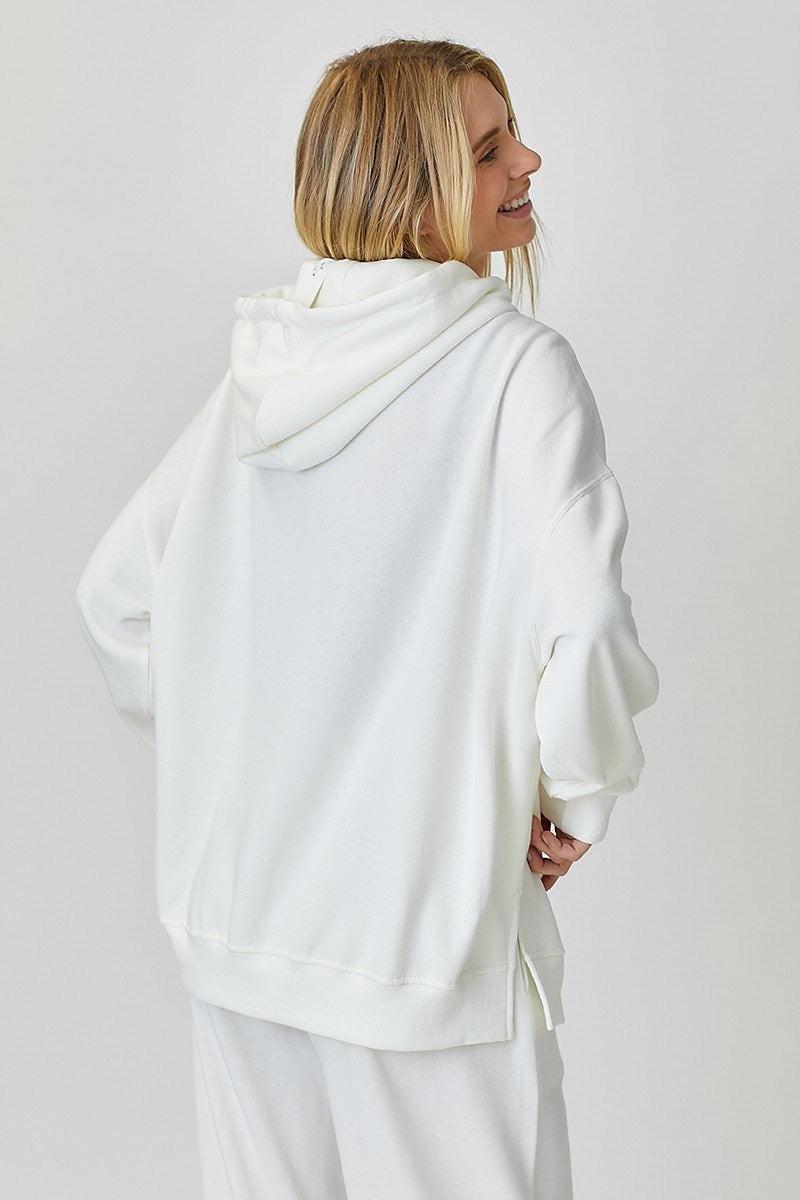 Hooded Soft Oversized Knit Ivory Lounge Top