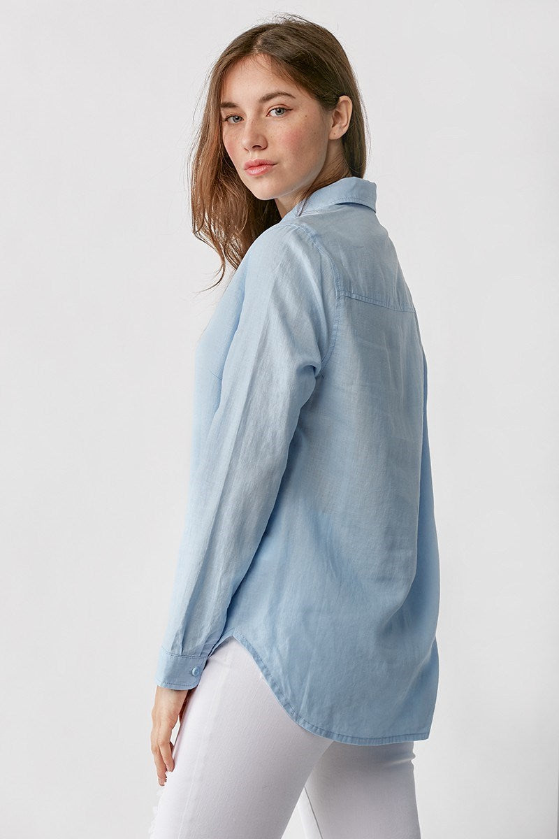 Button Down Linen Shirt Blue