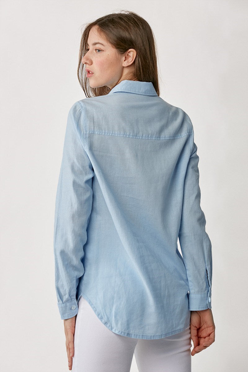 Button Down Linen Shirt Blue