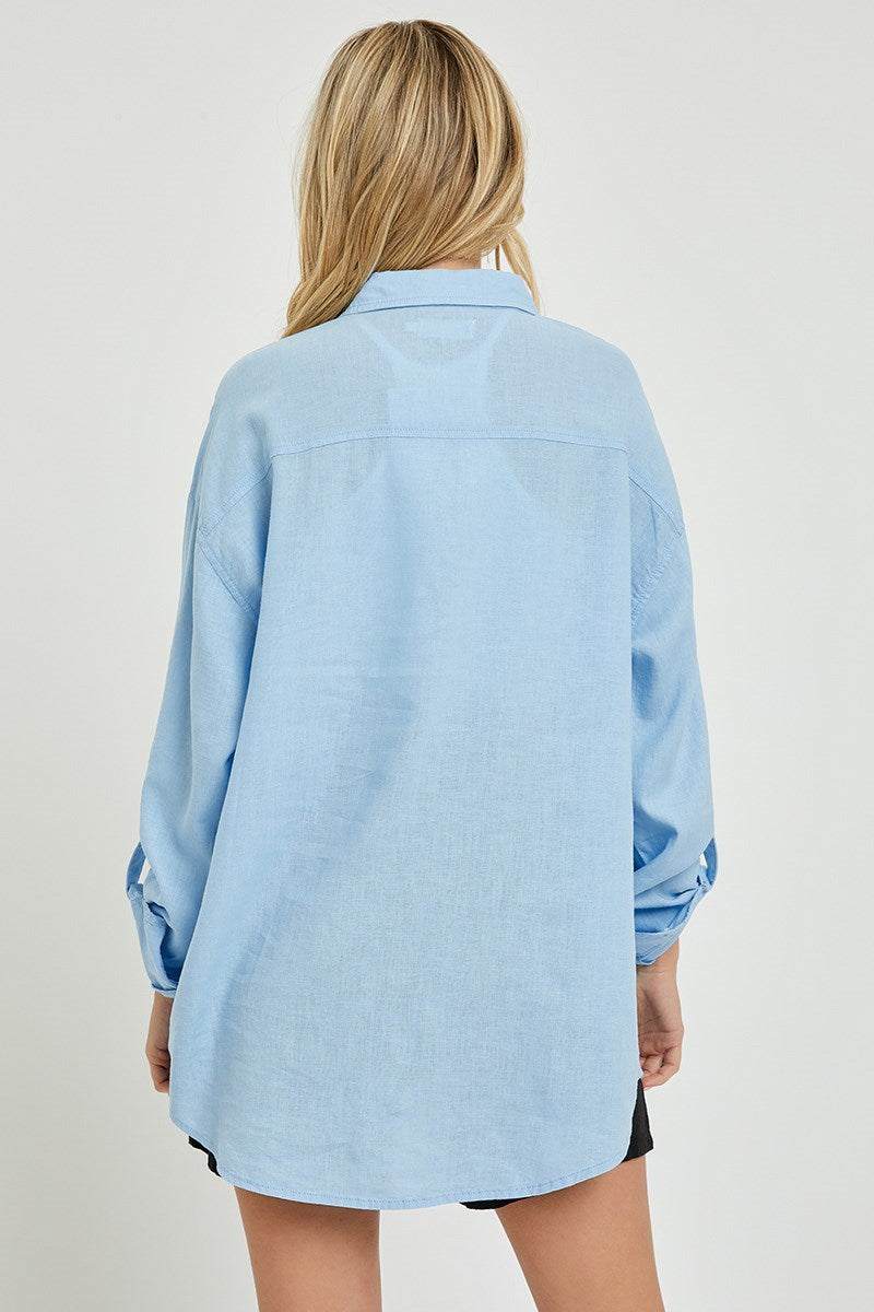 Relaxed fit button down linen shirt