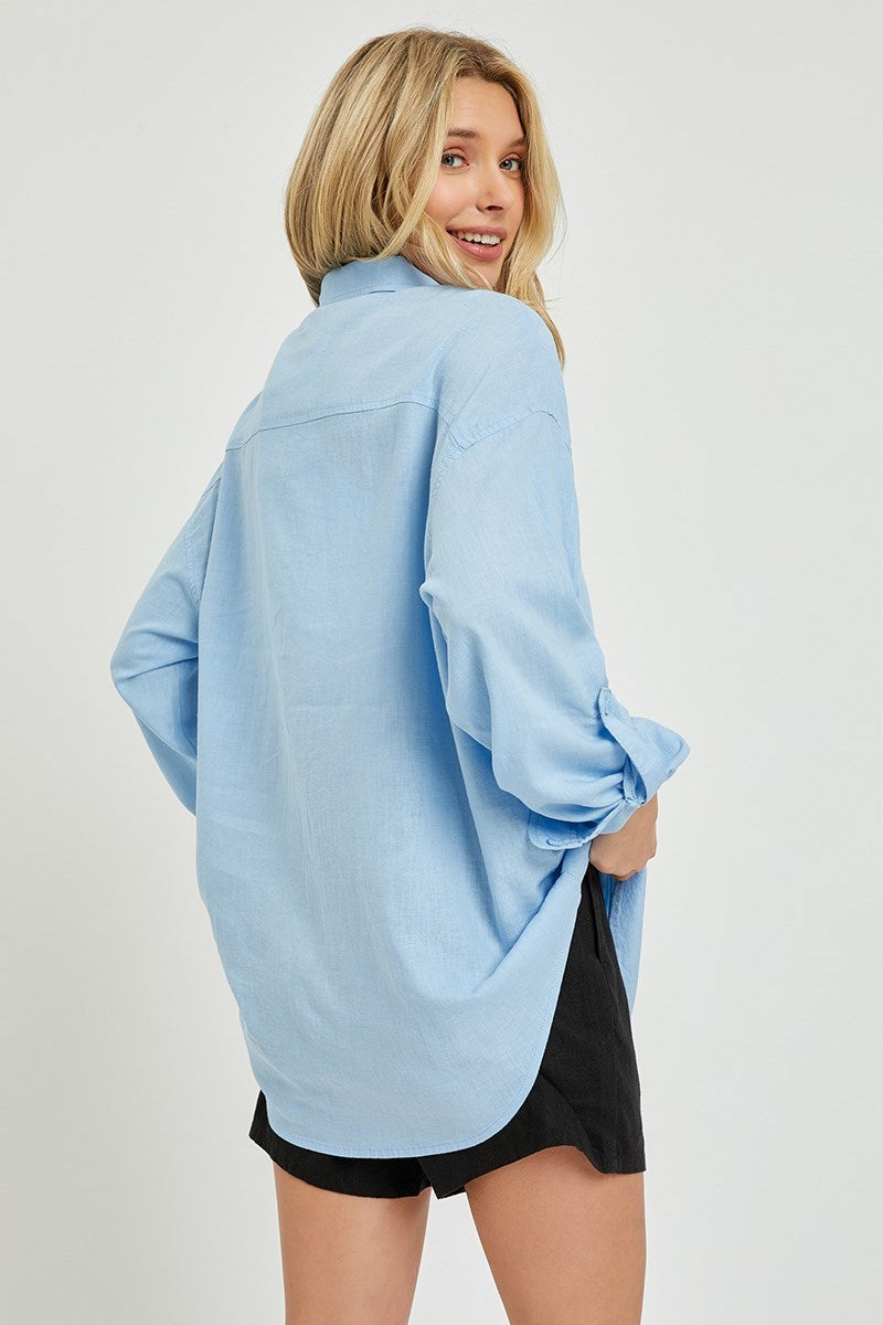 Relaxed fit button down linen shirt