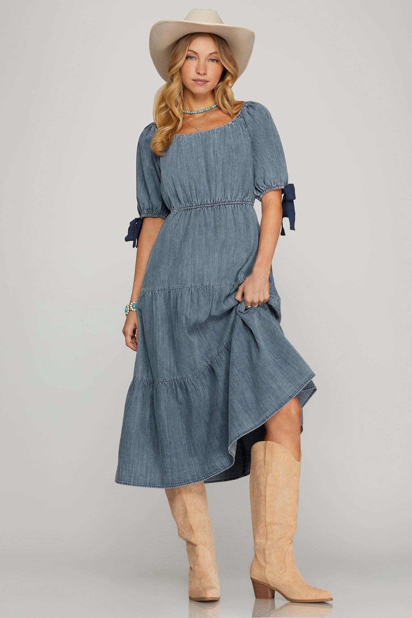 Lanie Denim Tiered Dress