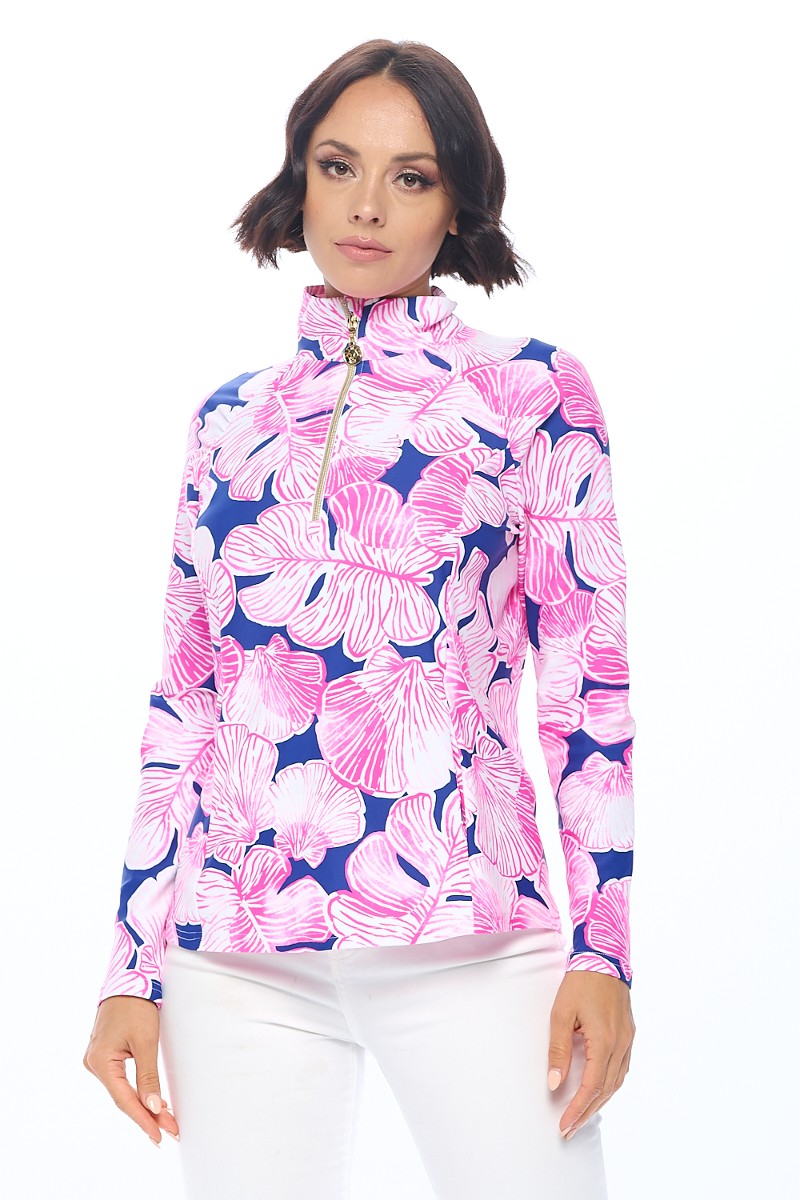 Bertha Half Zip Pullover in Navy Shells