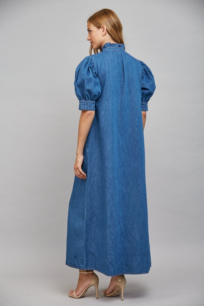 Laney Cotton Maxi Dress-Denim