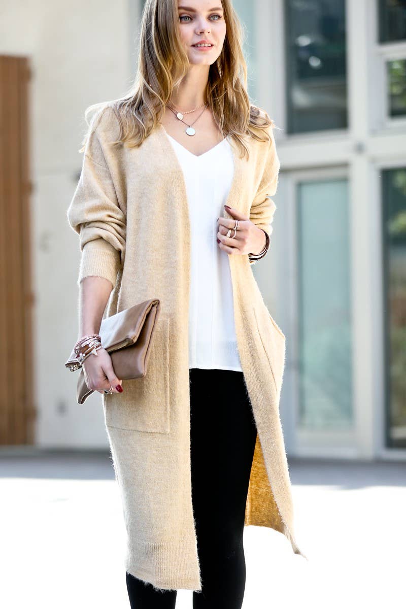 Double Pocket Open Front Cardigan