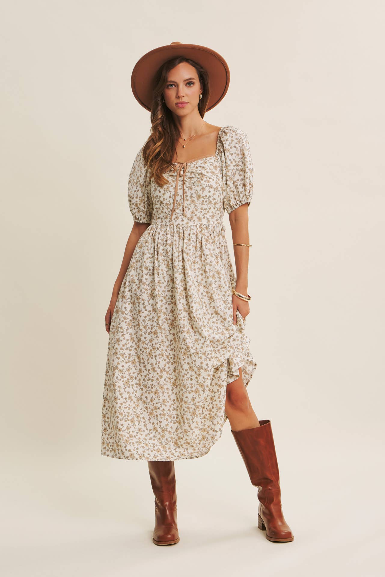 Abigail Midi Dress- Cream