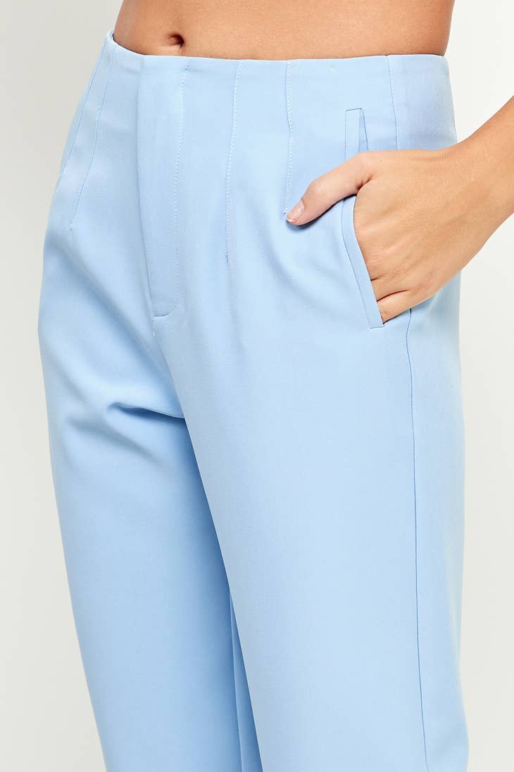 High-Waisted Strait Cropped Pant - Light Blue