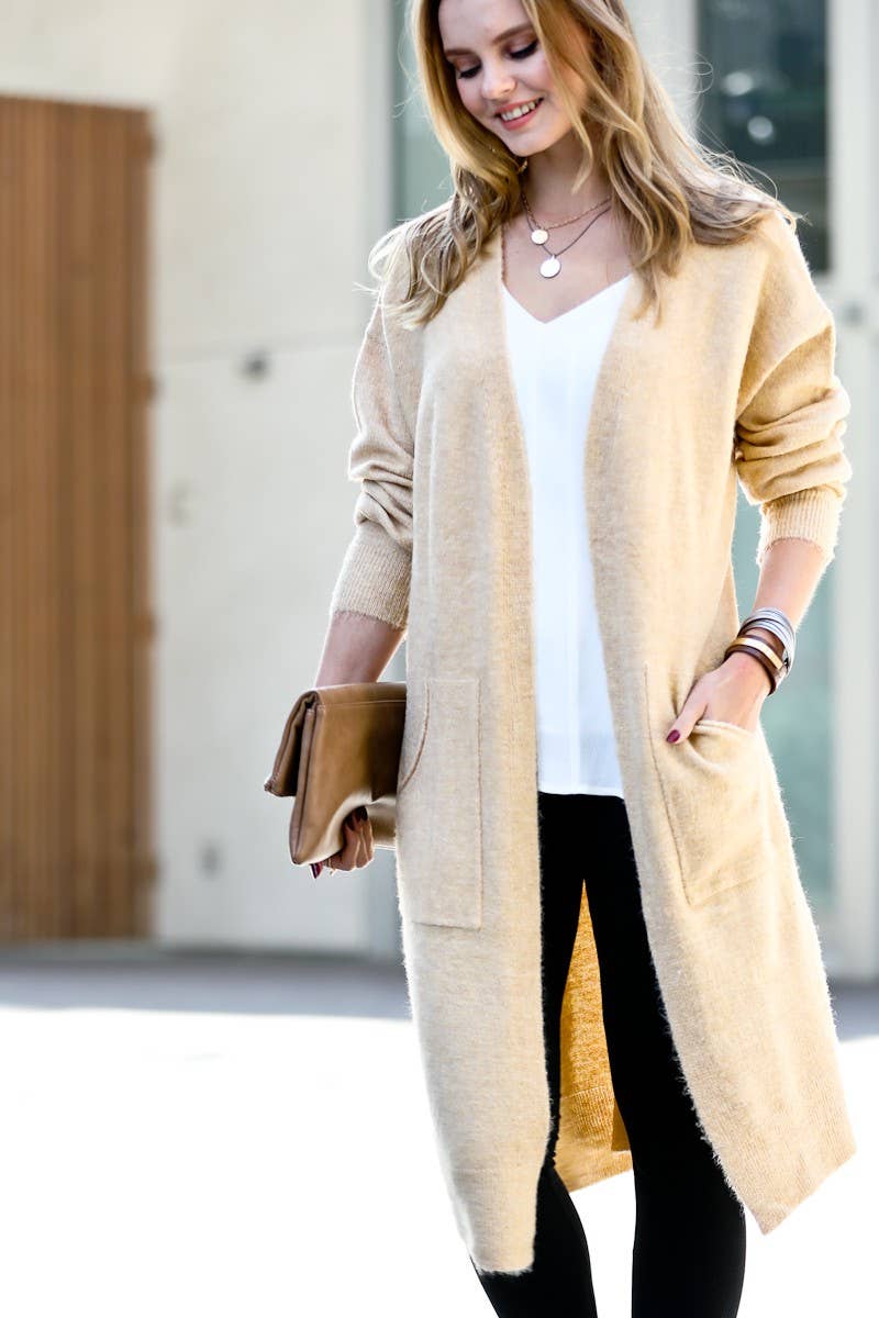 Double Pocket Open Front Cardigan