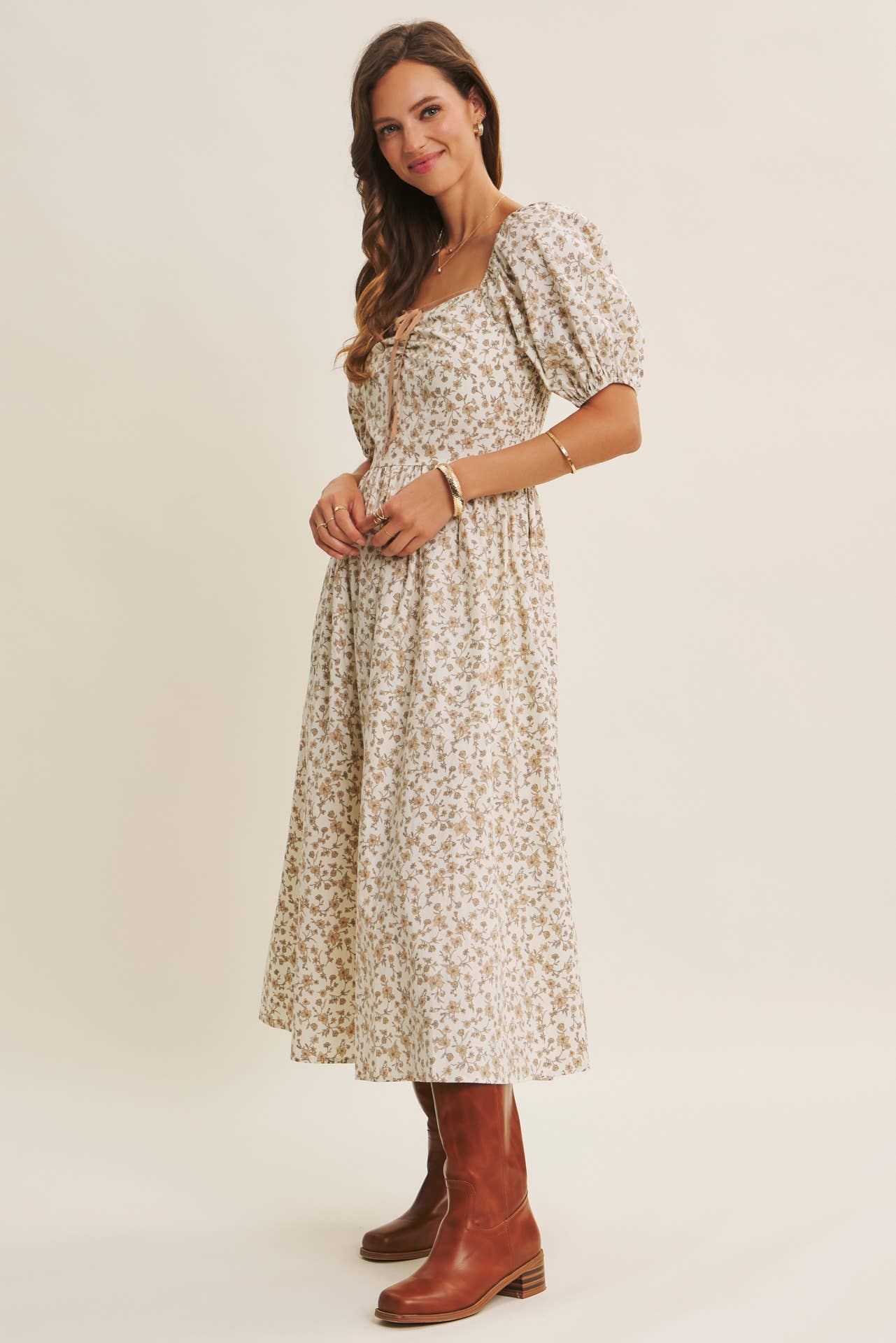 Abigail Midi Dress- Cream