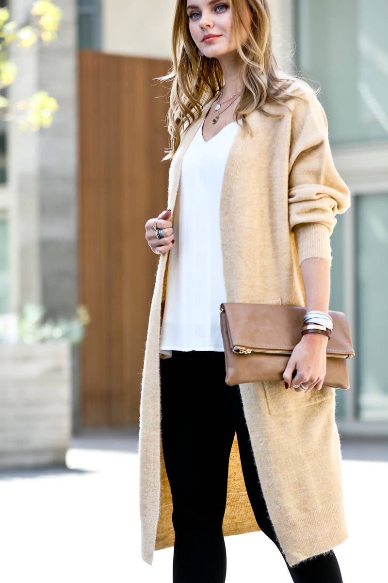 Double Pocket Open Front Cardigan