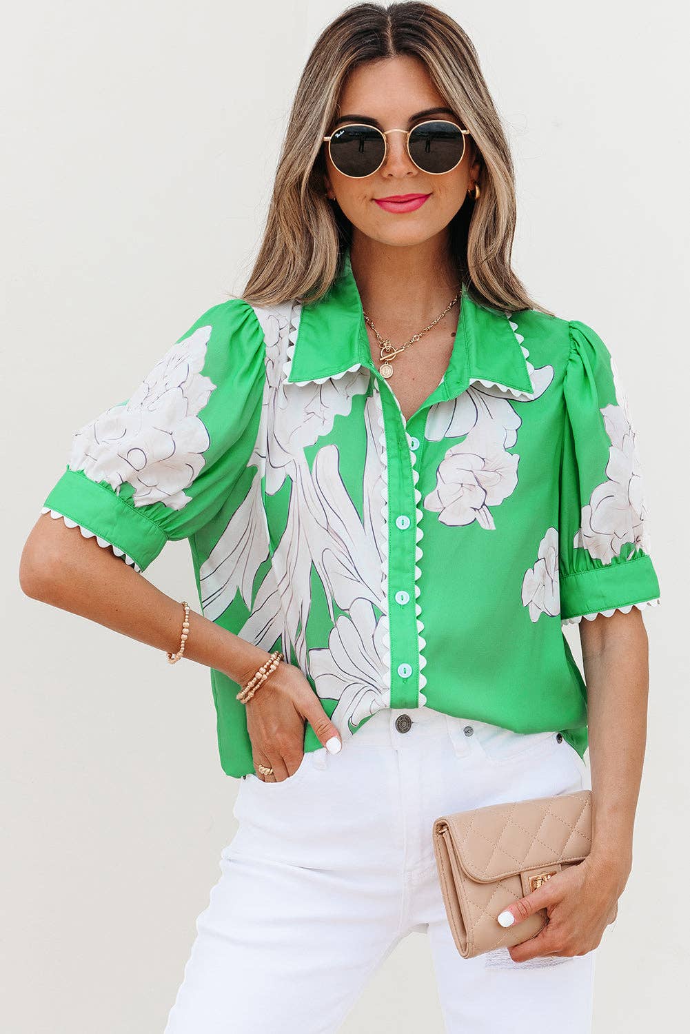 Celina Floral Blouse-Green