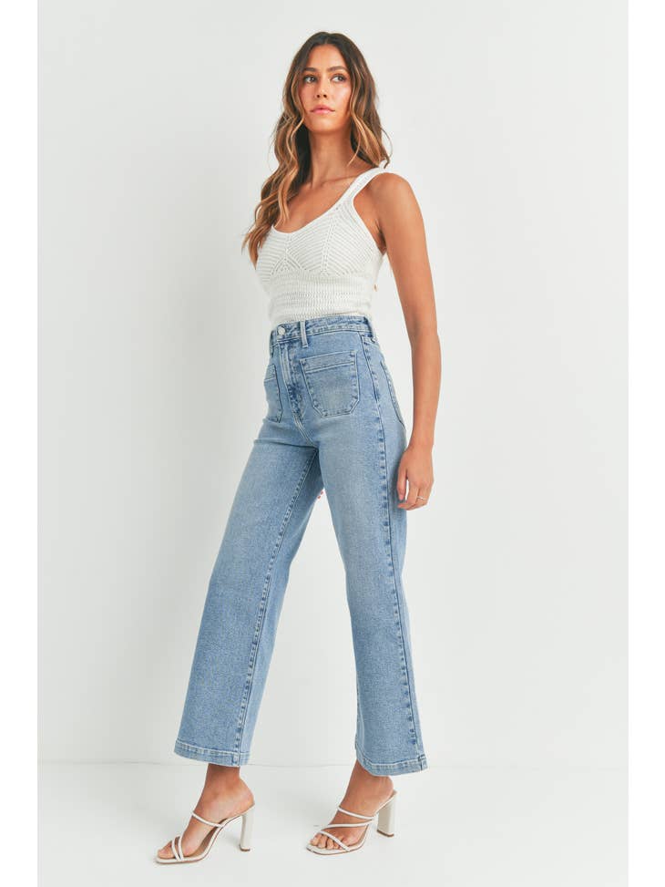 Patch Pocket Wide Leg - Light Denim
