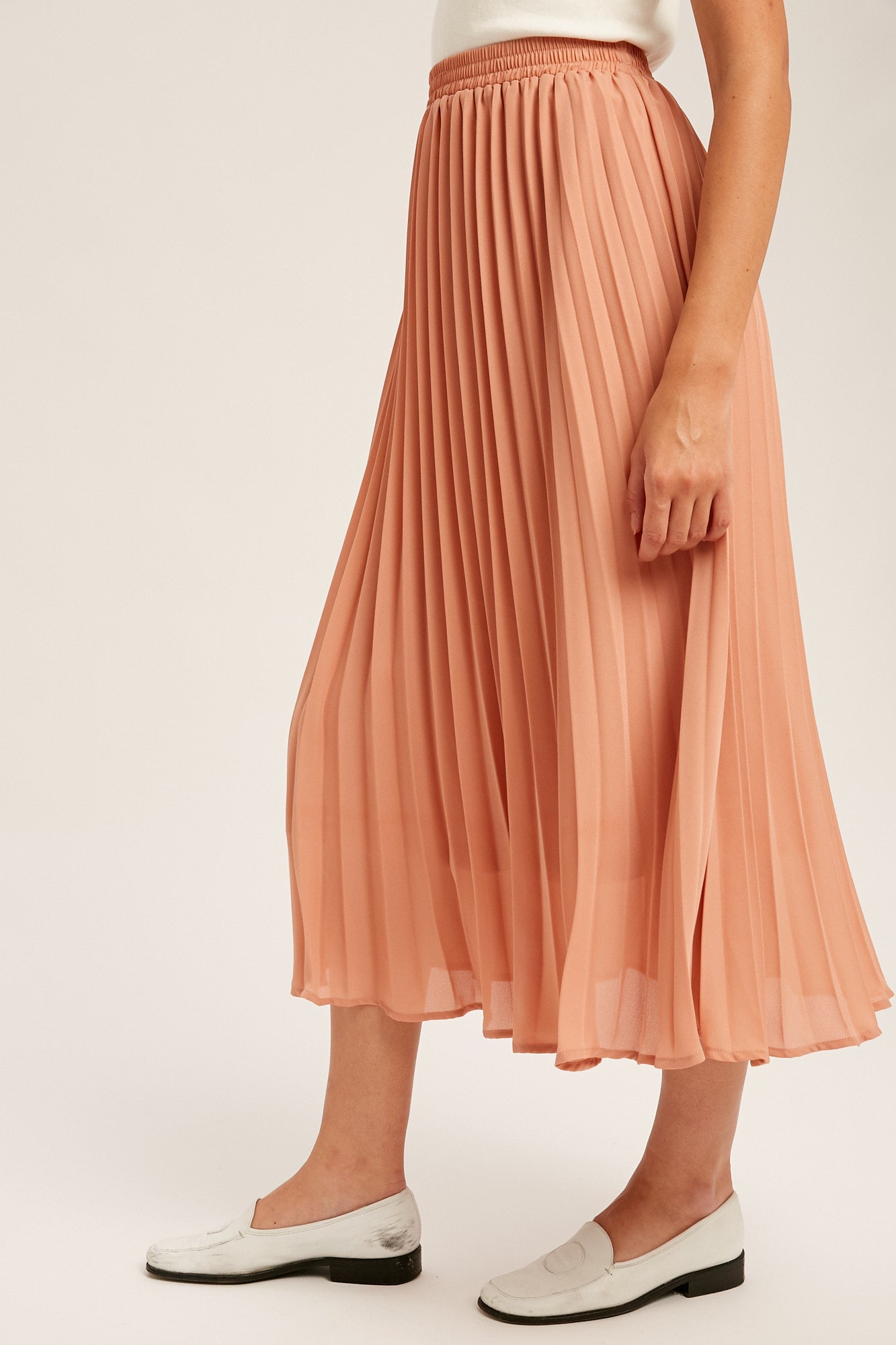 Pleated Chiffon Maxi Skirt in Blush
