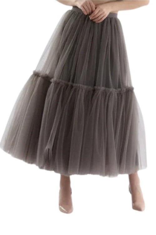 Dahiny Gray Tulle Skirt