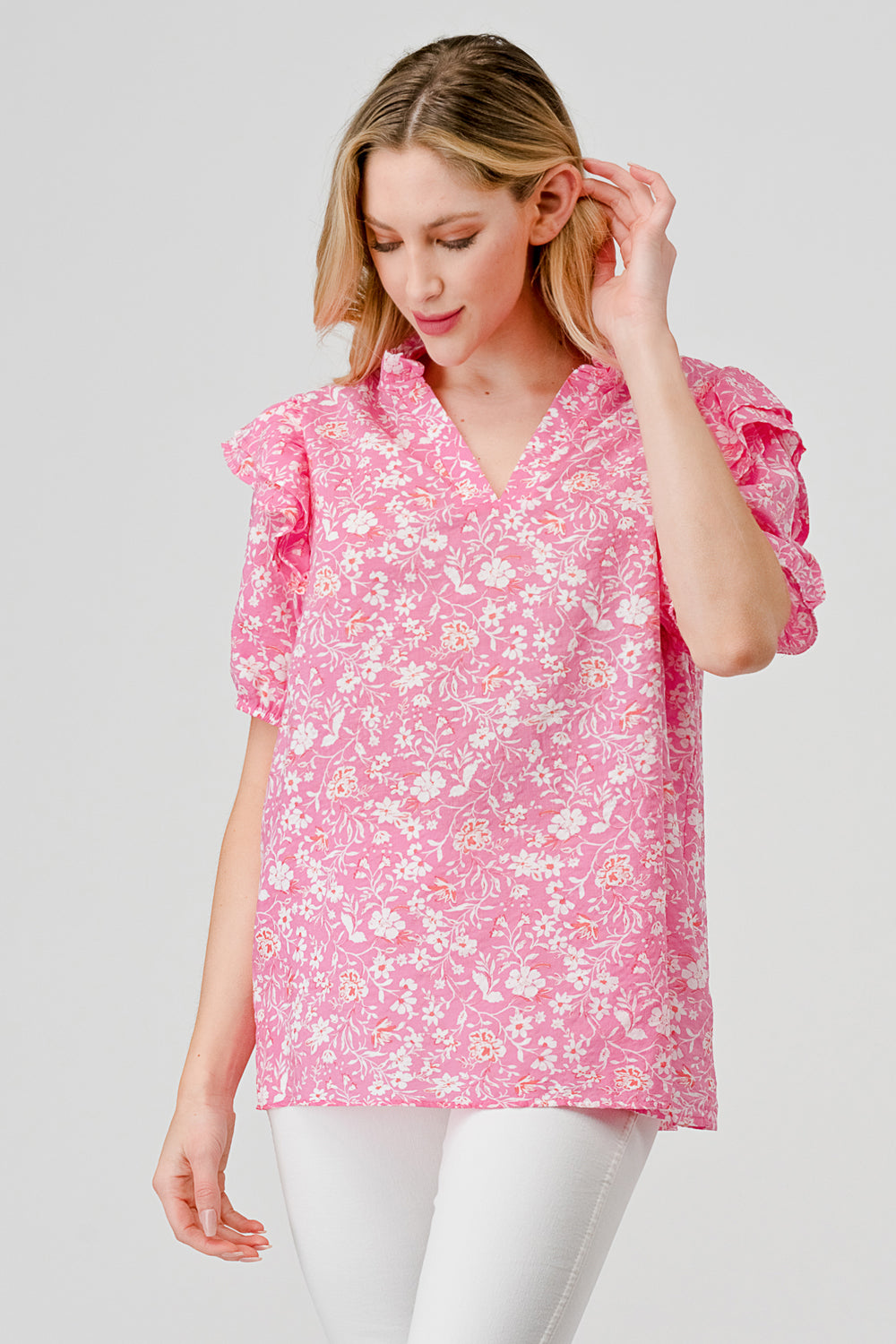 Dana Top Cotton Pink print