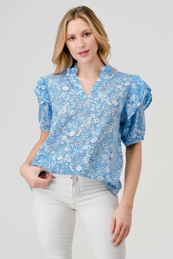 Dana Top Cotton Blue print