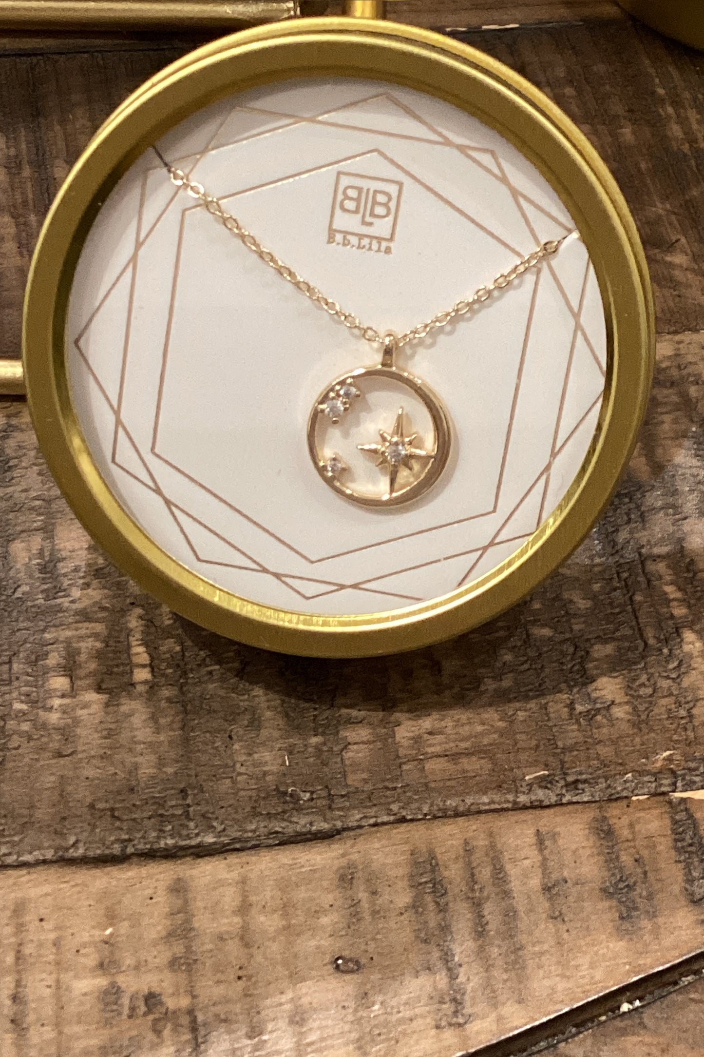 Constellation- circle & twinkle star 16” necklace