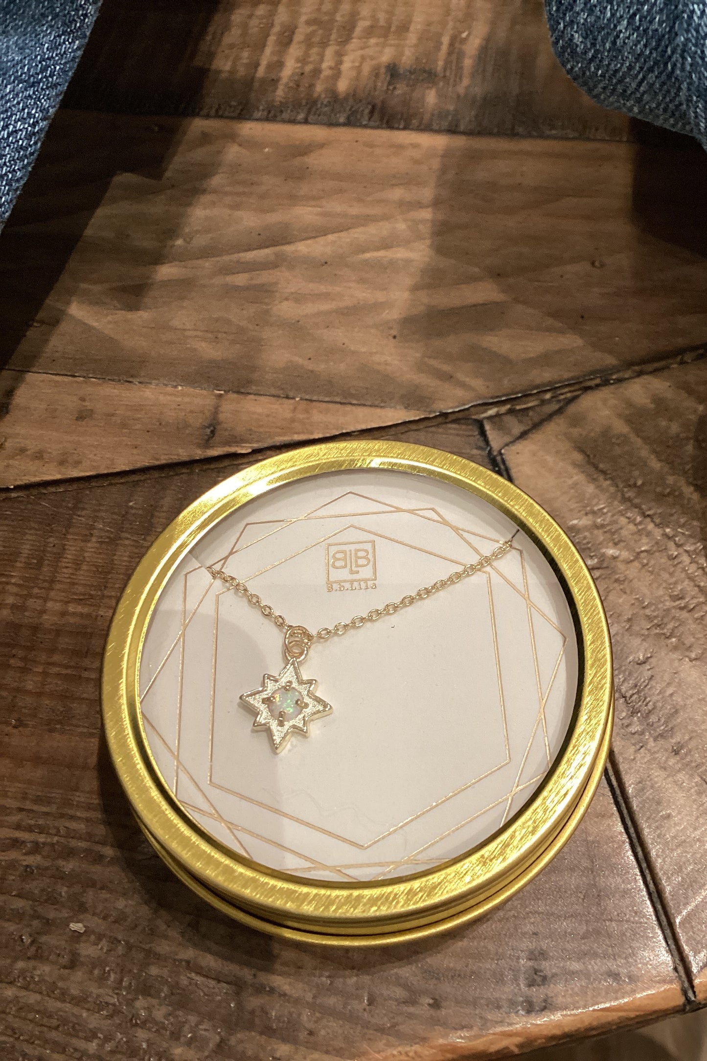 Opal North Star 16" Necklace 18kt Triple Gold Plated