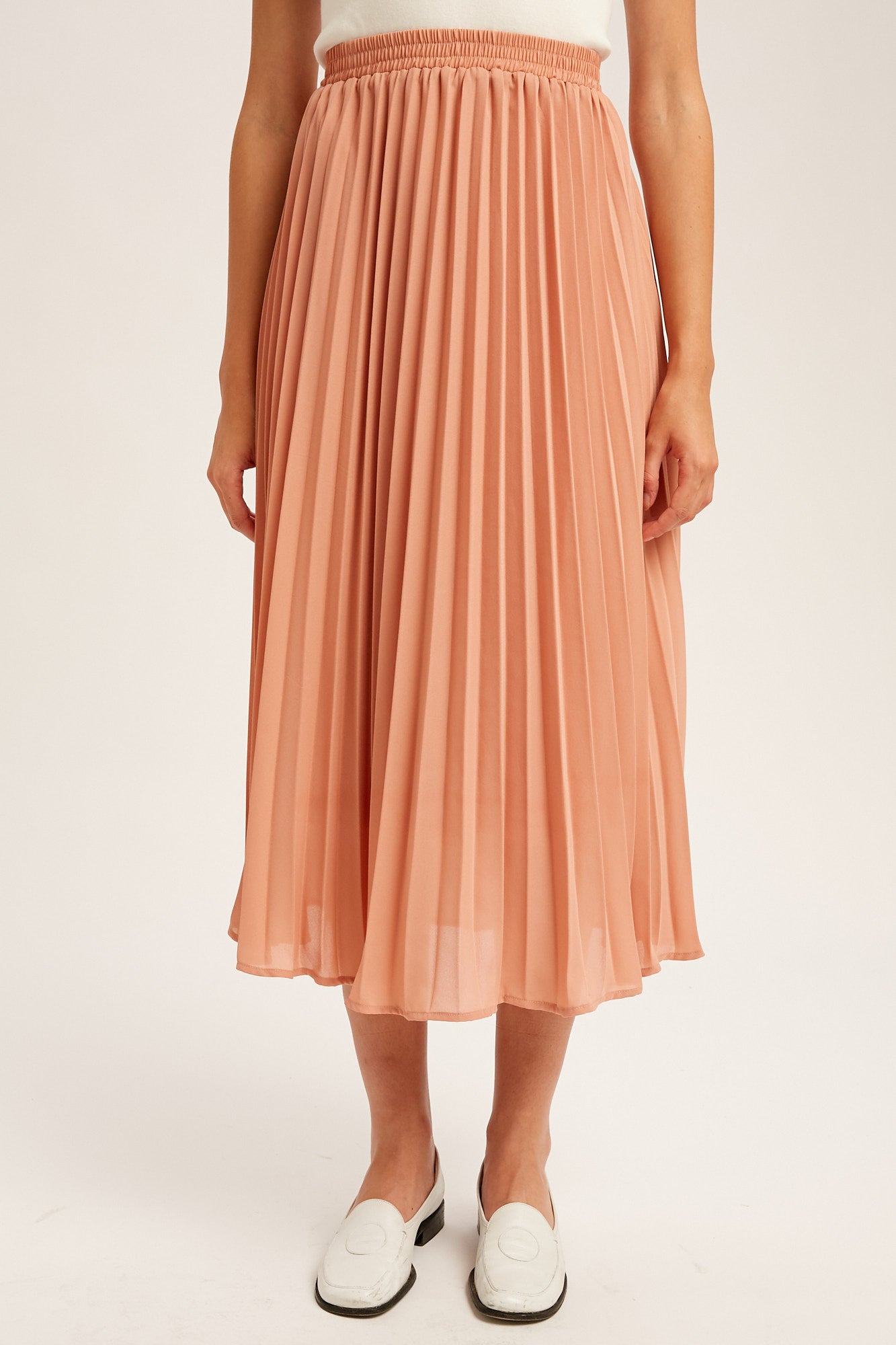 Pleated Chiffon Maxi Skirt in Blush