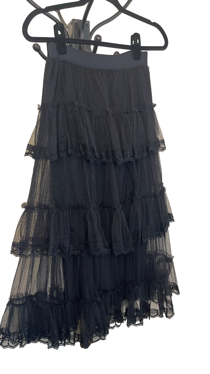 Tulle Tierred maxi Skirt Black