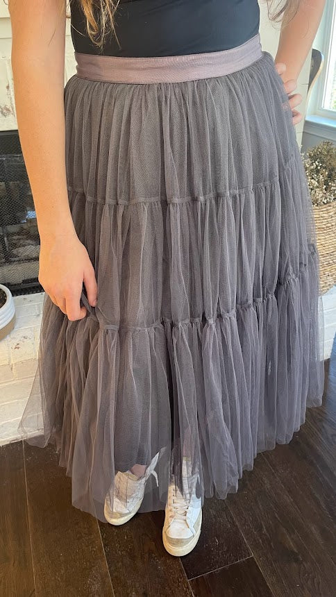 Dahiny Gray Tulle Skirt