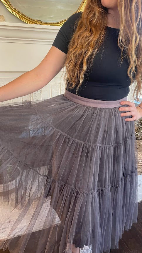 Dahiny Gray Tulle Skirt