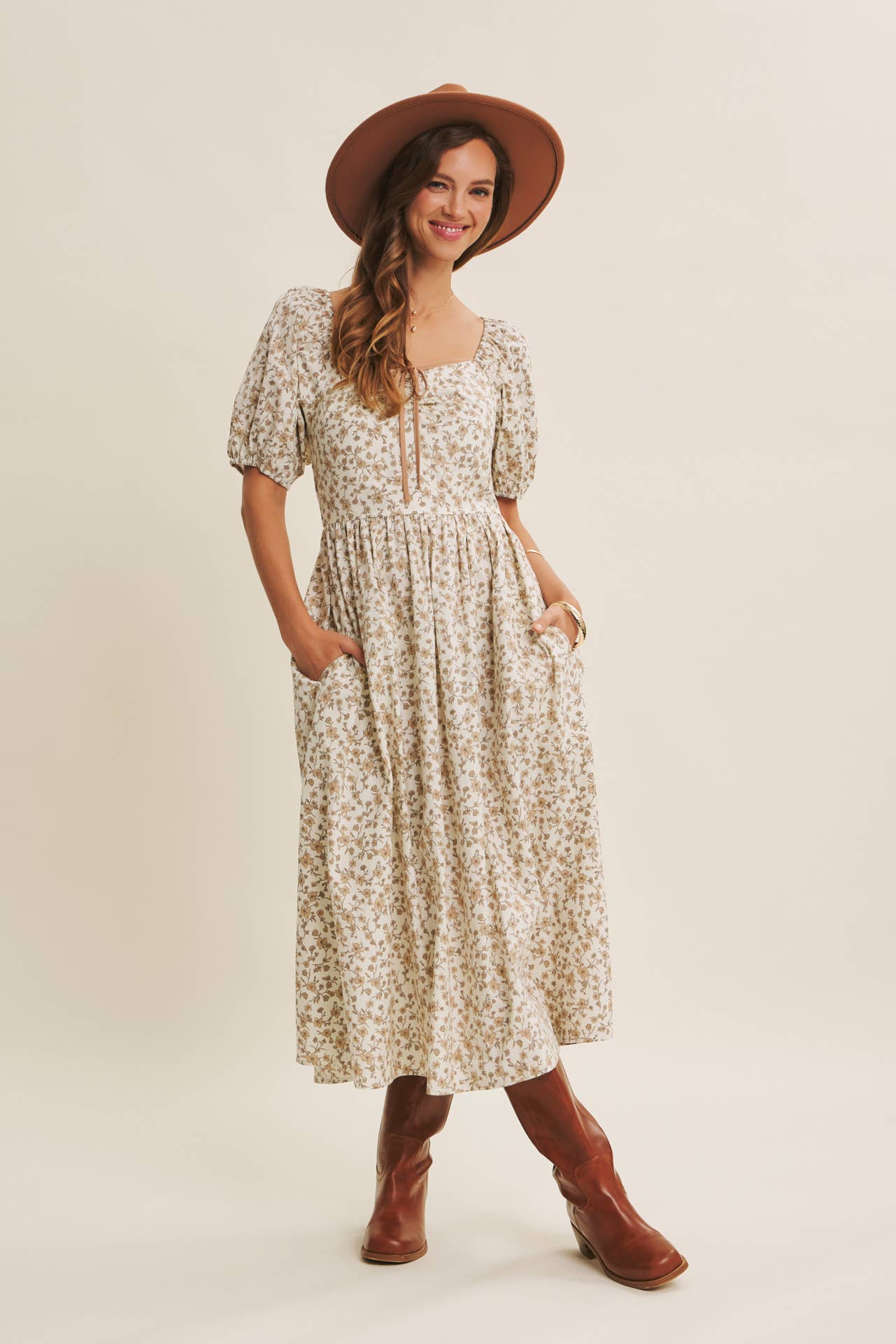 Abigail Midi Dress- Cream
