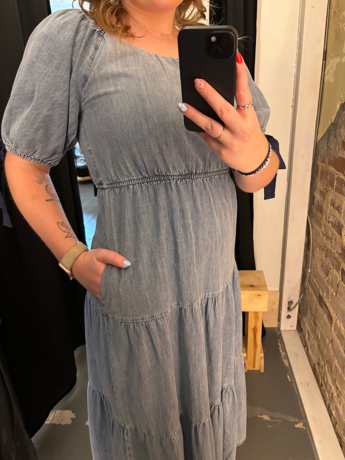 Lanie Denim Tiered Dress