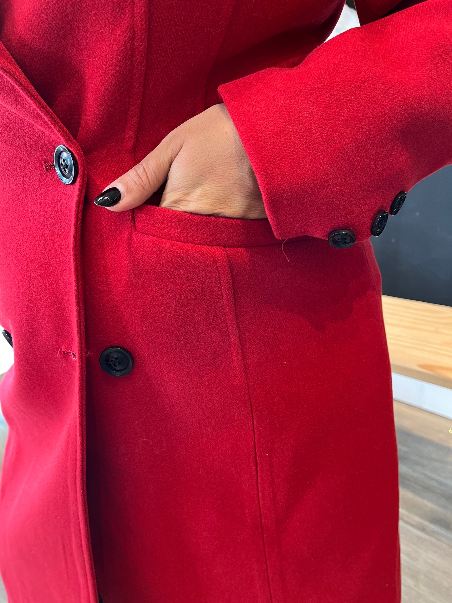 Coat Double Breasted-Red