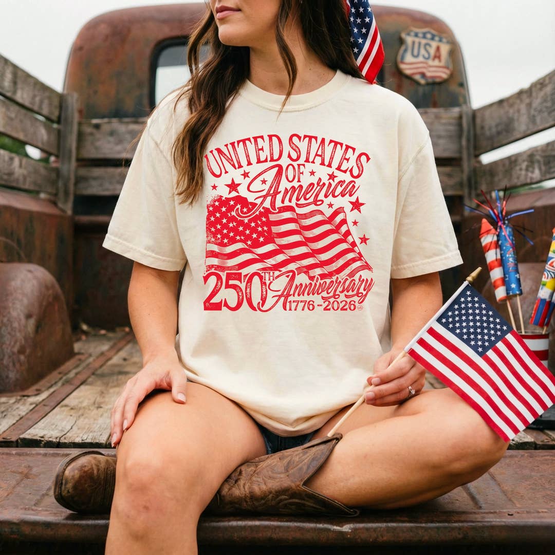 Inspirational Tee- USA 250 Anniversary July 4th Ivory