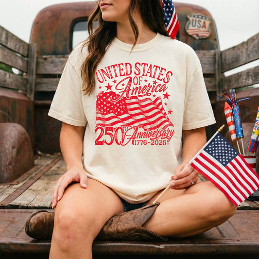 Inspirational Tee- USA 250 Anniversary July 4th Ivory