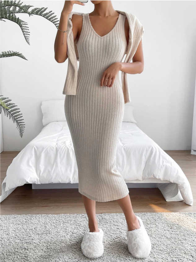 Monica Two Piece Midi Dress - Cream