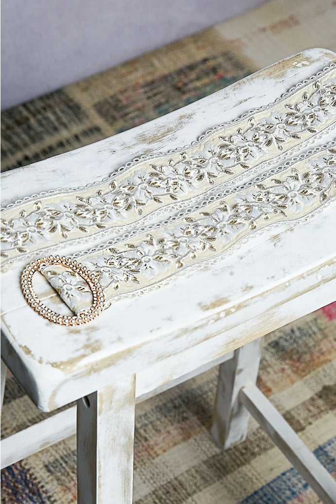 Belt Embroidered Pearl Cream- One Size