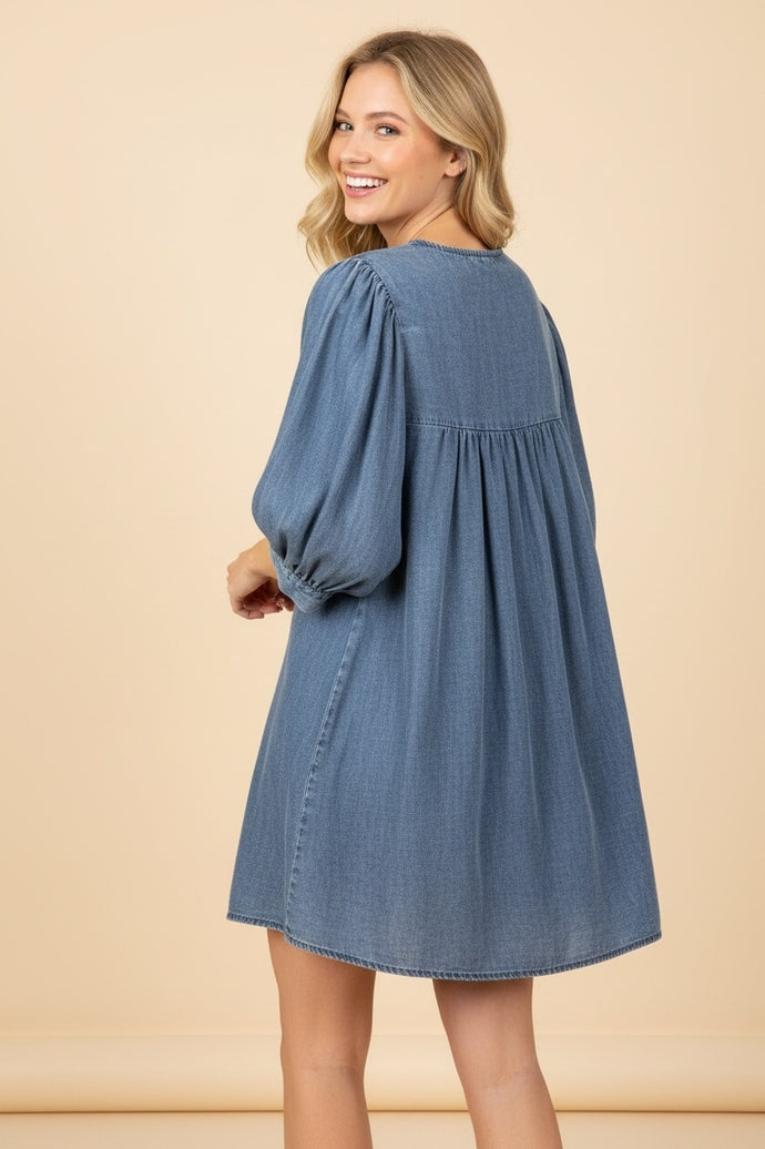 Lucia Denim Short Dress Blue