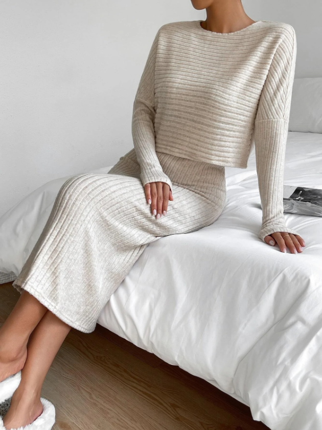 Monica Two Piece Midi Dress - Cream