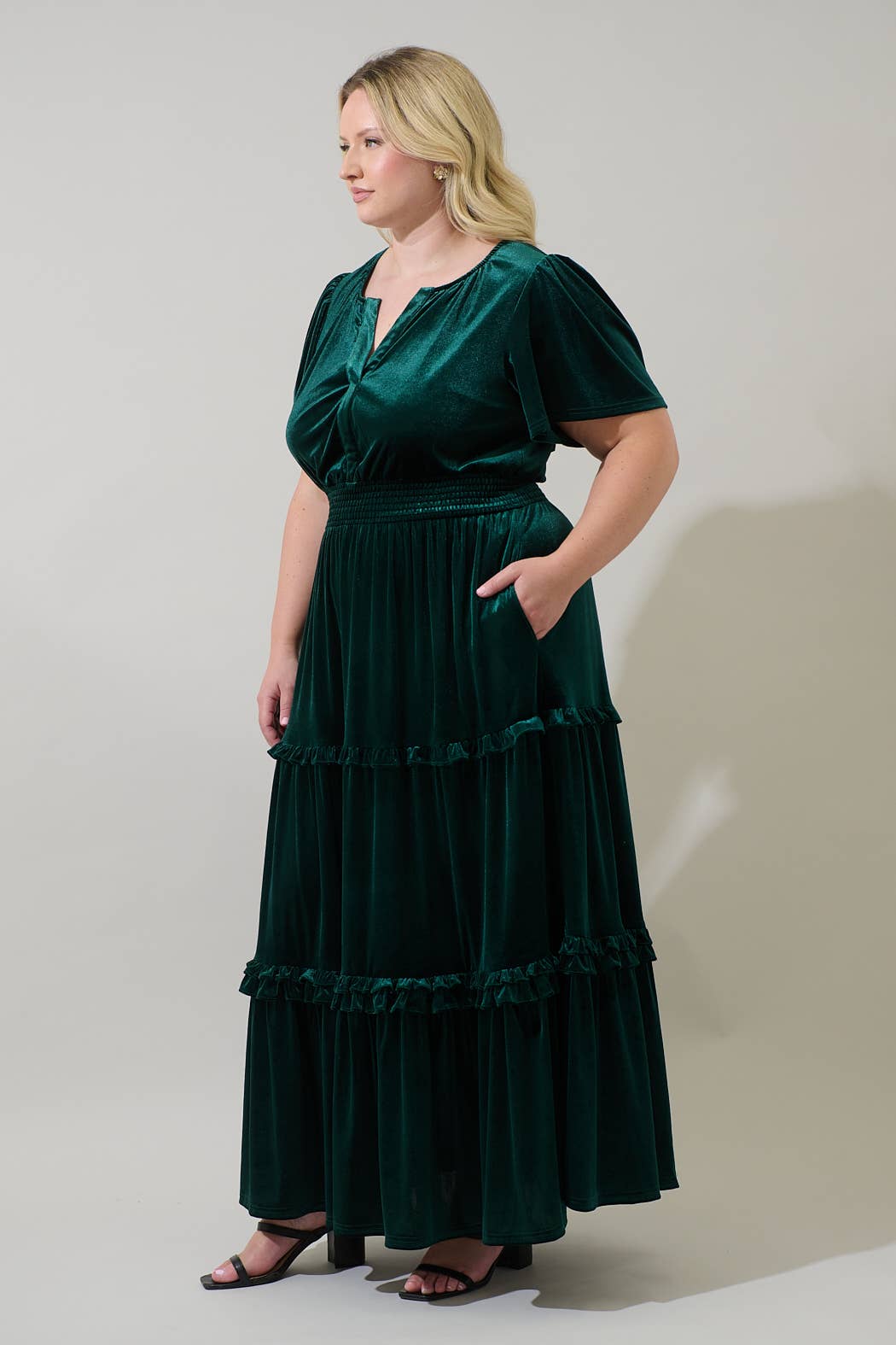 Juliete Velvet Maxi Dress- Emerald