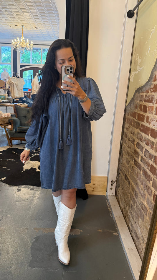 Lucia Denim Short Dress Blue