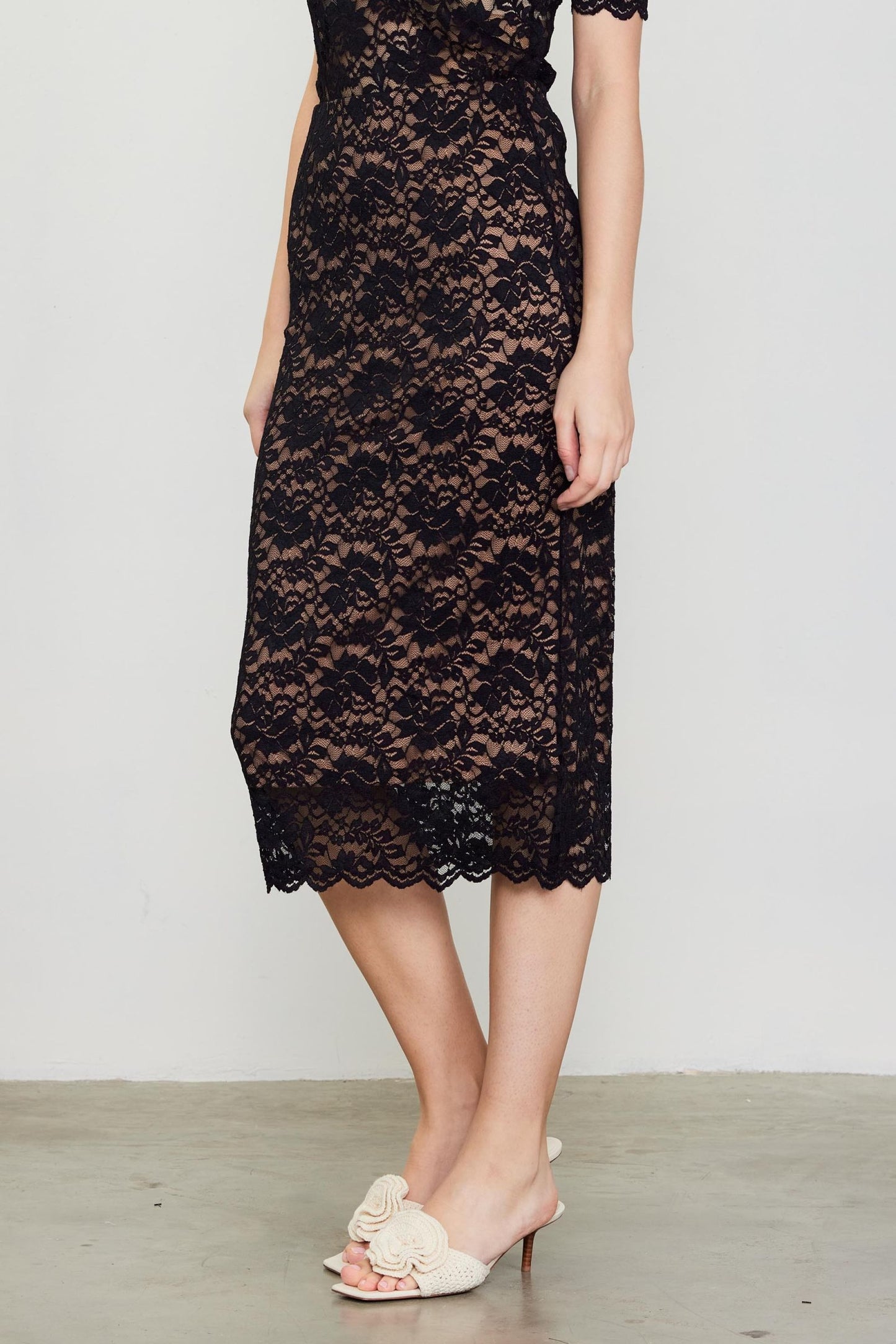 Black Lace Midi Skirt