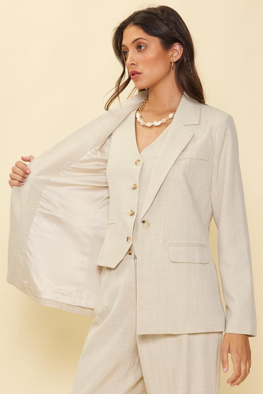 Beige Single Button Blazer