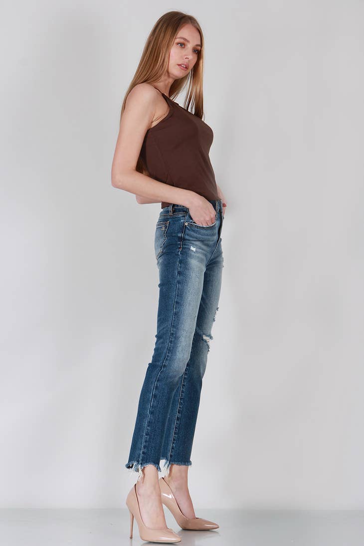 High Rise Relaxed Skinny Ripped Denim