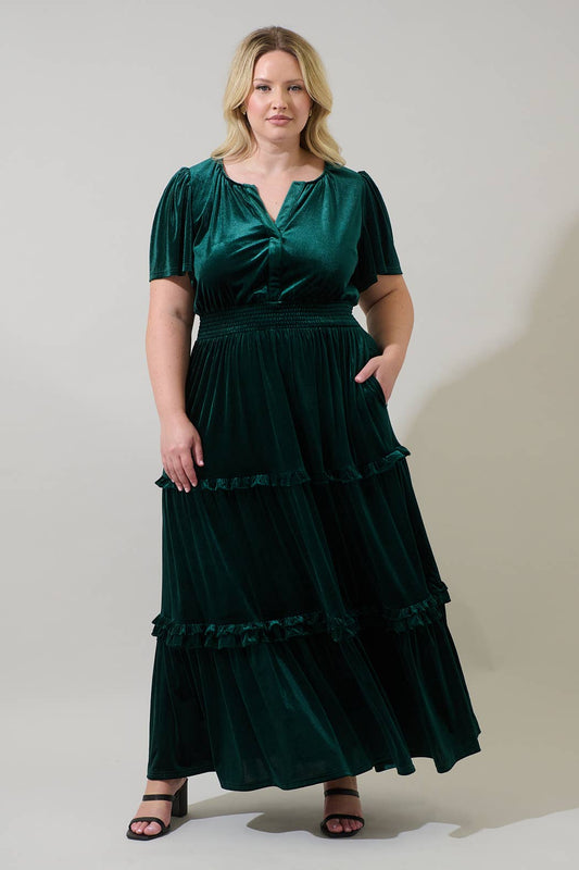 Juliete Velvet Maxi Dress- Emerald